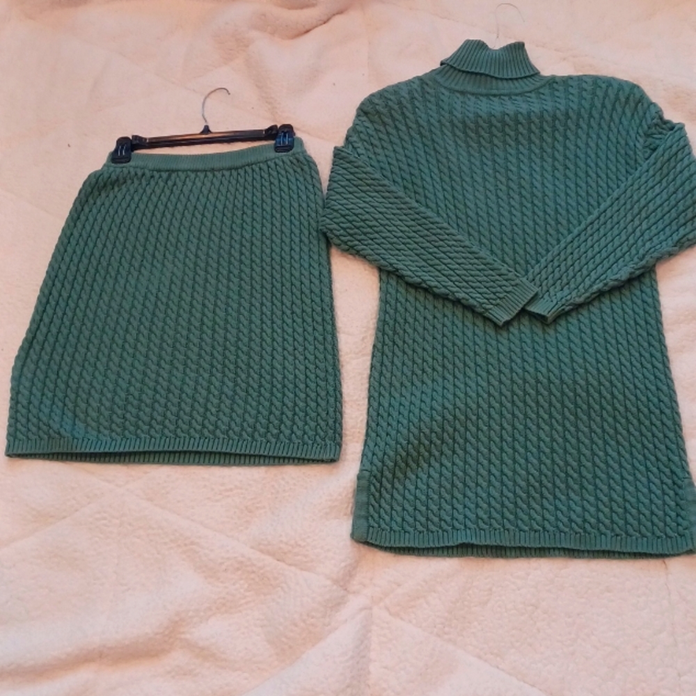 Sweater skirt set size small sage green